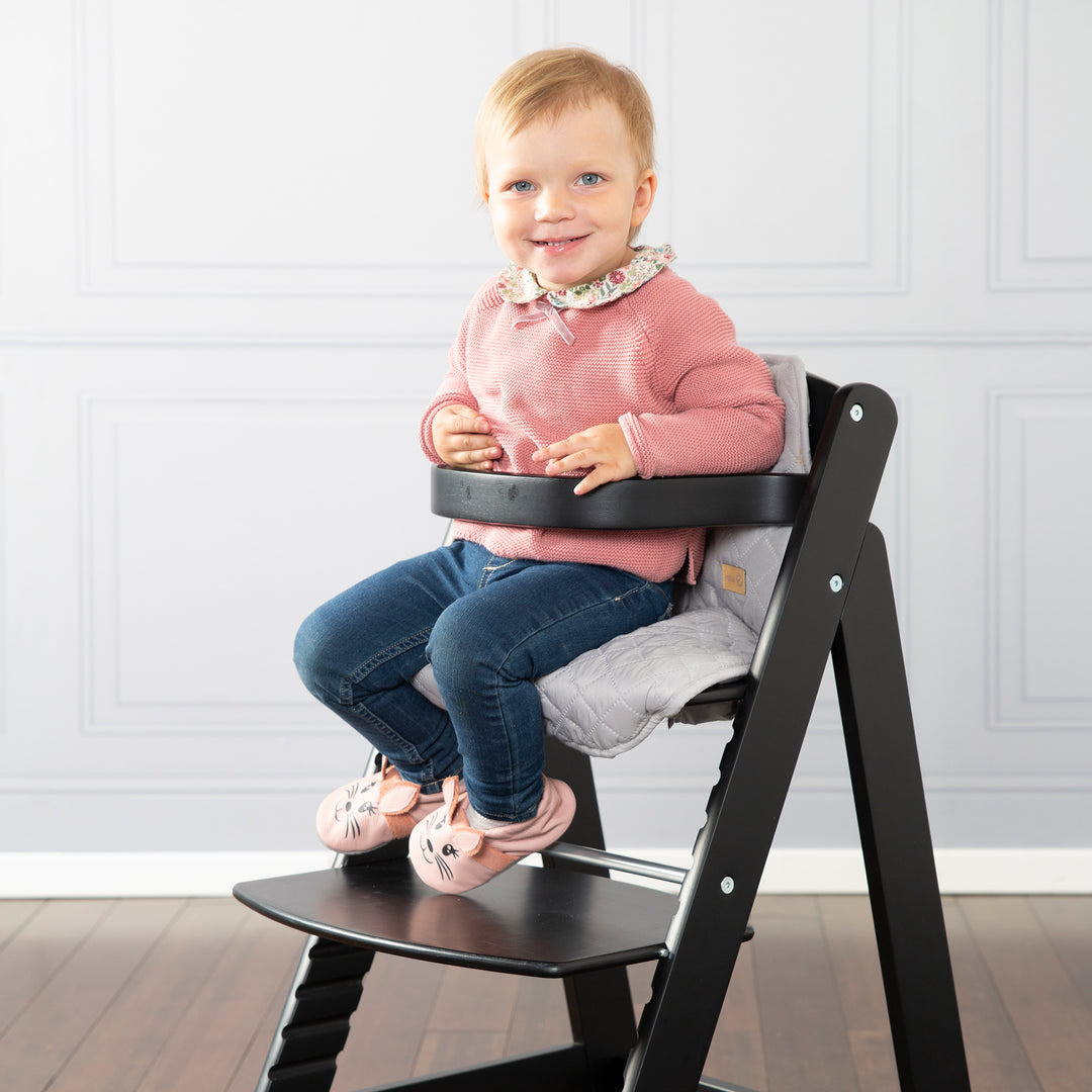 Seggiolone pappa 'Sit Up III', cresce con il bambino da seggiolone a seggiolone per ragazzi, legno, nero
