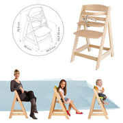 Trona 'Sit Up III', crece con el niño hasta silla juvenil, natural, reductor de asiento 'Little Stars'