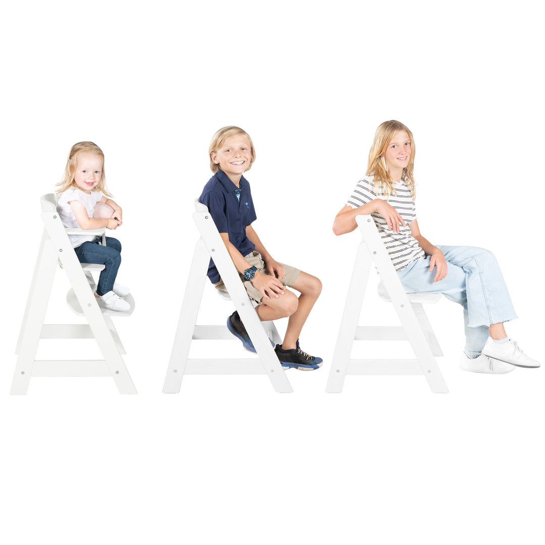 Trona combinada 'Sit Up Flex', ajustable hasta la silla juvenil, madera pintada en blanco