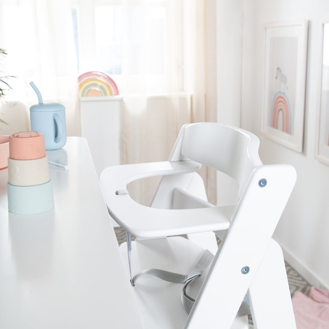 Trona combinada 'Sit Up Flex', ajustable hasta la silla juvenil, madera pintada en blanco