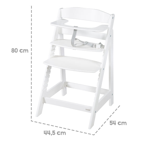 Trona combinada 'Sit Up Flex', ajustable hasta la silla juvenil, madera pintada en blanco