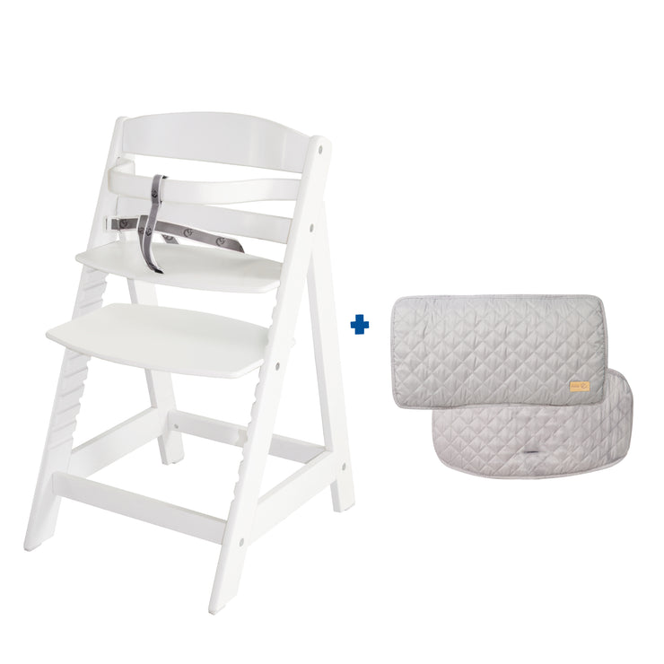 Bundle 'roba Style' growing, white high chair & silver-gray seat reducer