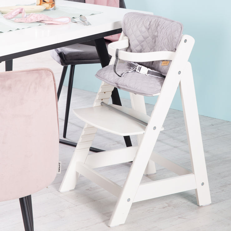 Paquete 'roba Style' creciente, silla alta blanca para escaleras y reductor de asiento gris plateado