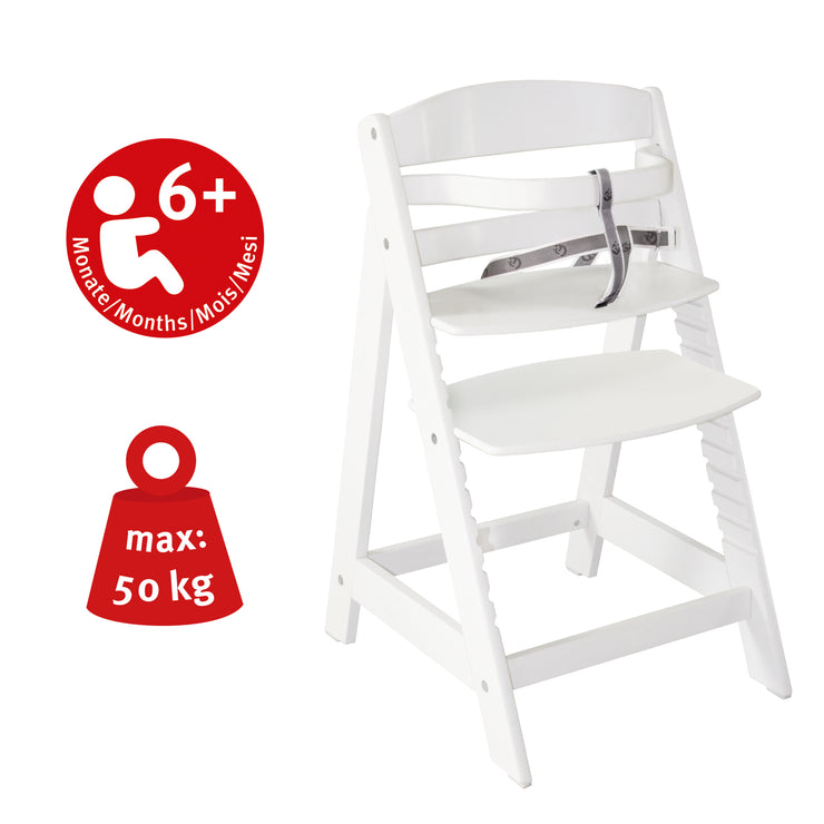 Bundle 'roba Style' growing, white high chair & silver-gray seat reducer