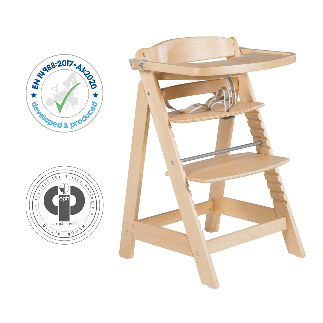 Trona Sit Up FUN + bandeja para comer + cojín de asiento miffy® - Madera natural