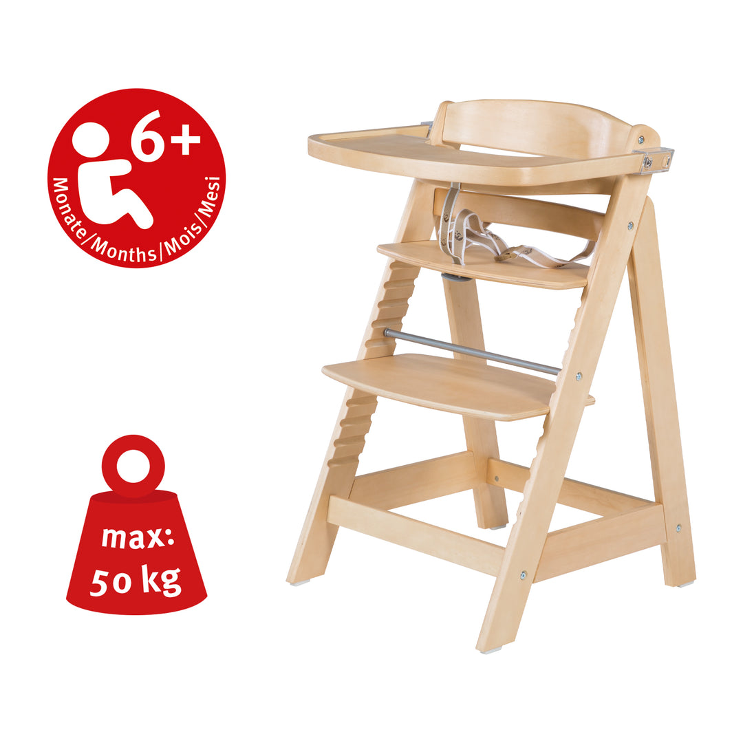 Trona Sit Up FUN + bandeja para comer + cojín de asiento miffy® - Madera natural