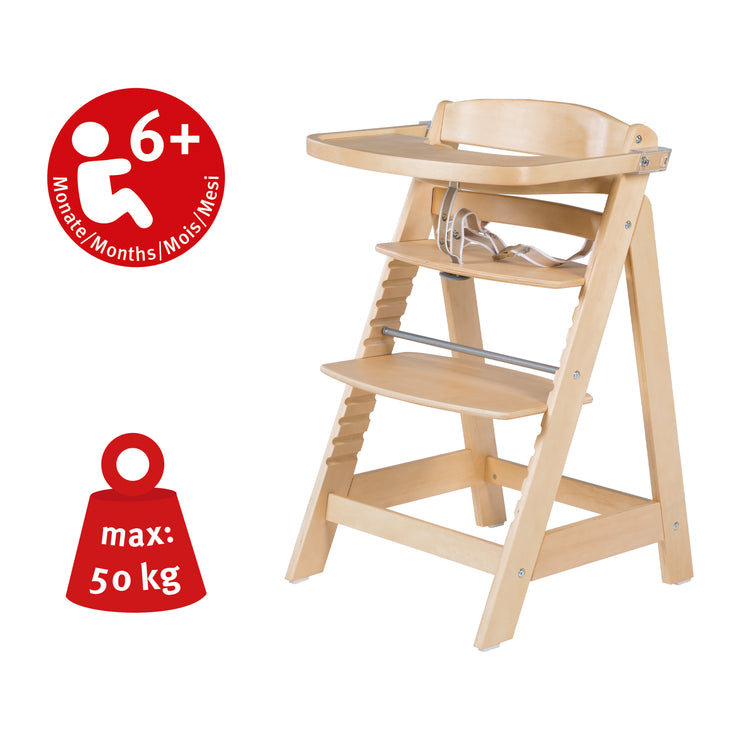 High chair 'Sit Up FUN', incl. removable dining board and bracket, grows with the child, natural