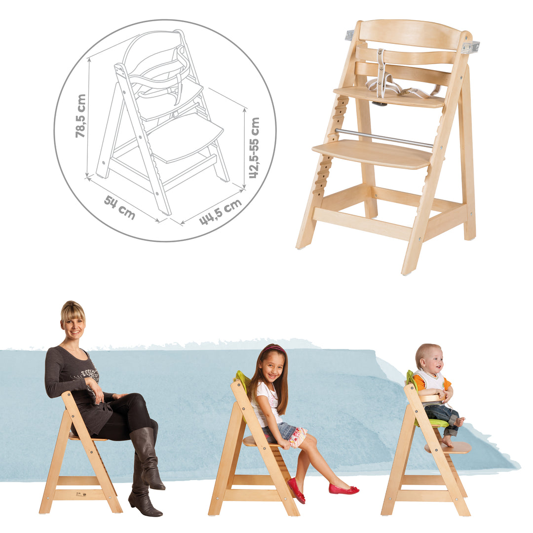 Trona Sit Up FUN + bandeja para comer + cojín de asiento miffy® - Madera natural