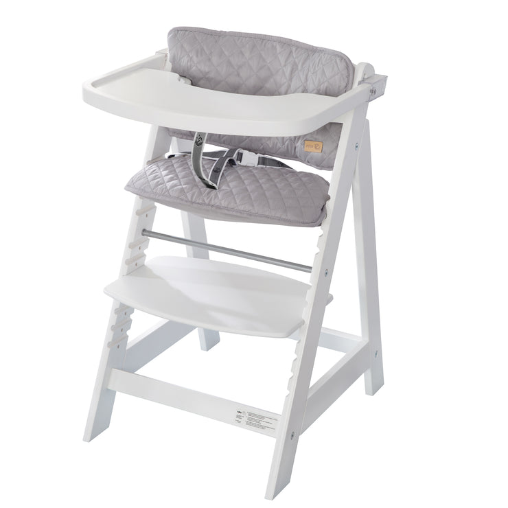 Ensemble "roba Style" qui grandit avec l'enfant, chaise haute blanche réglable et réducteur de siège gris argenté