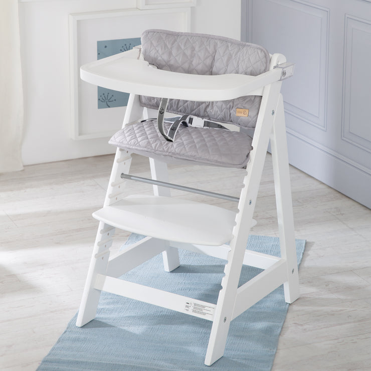 Bundle 'roba Style' growing, white stair high chair and silver-gray seat reducer
