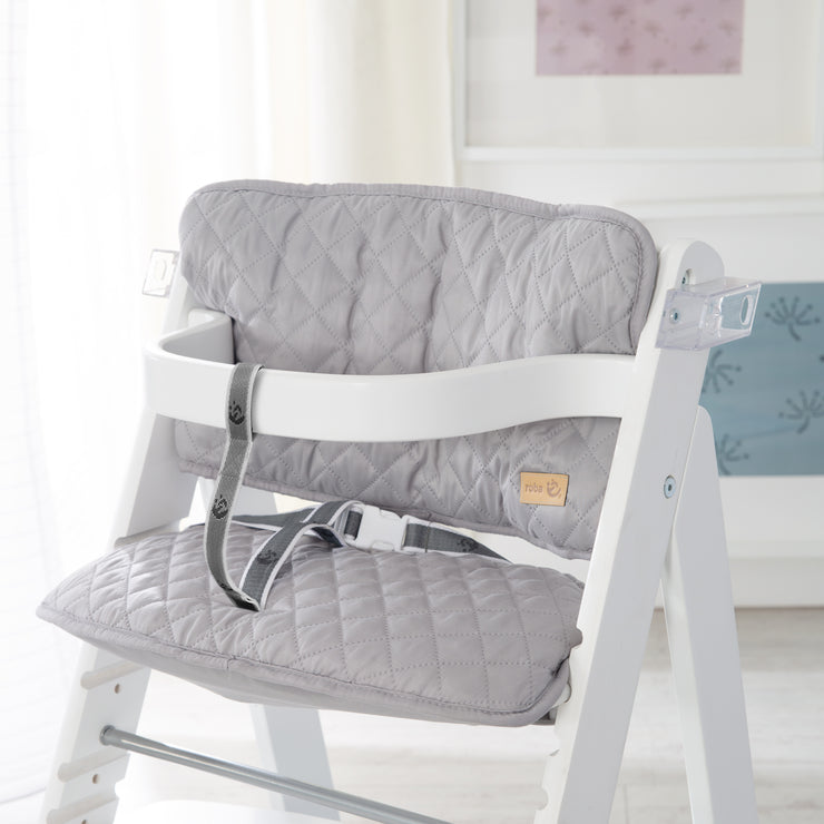 Bundle 'roba Style' growing, white stair high chair and silver-gray seat reducer