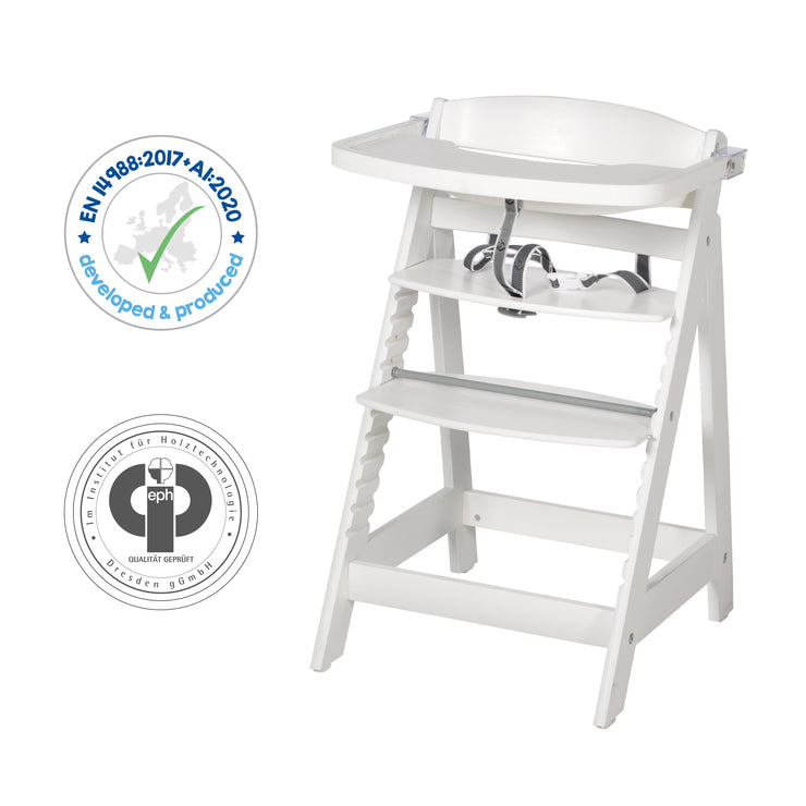 Bundle 'roba Style' growing, white stair high chair and silver-gray seat reducer