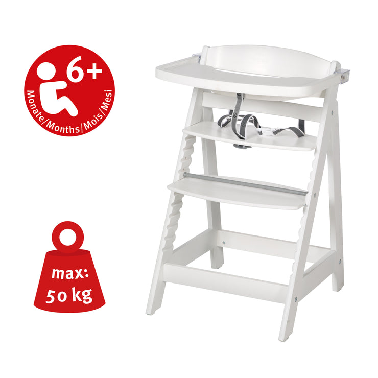 Bundle 'roba Style' growing, white stair high chair and silver-gray seat reducer