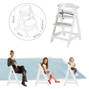 Ensemble "roba Style" qui grandit avec l'enfant, chaise haute blanche réglable et réducteur de siège gris argenté