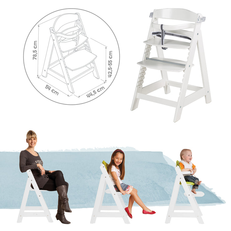 Bundle 'roba Style' growing, white stair high chair and silver-gray seat reducer