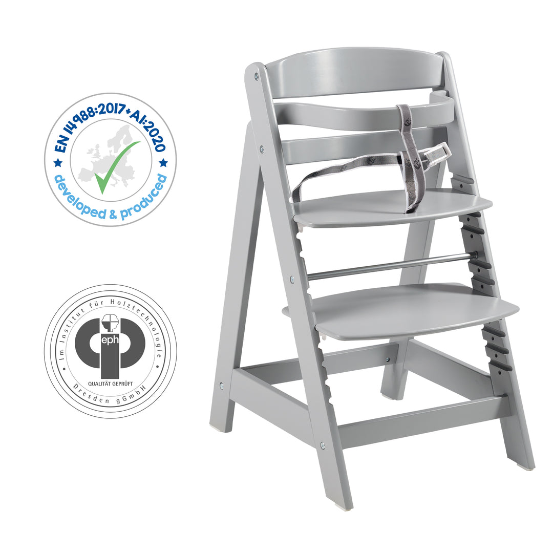 Seggiolone 'Sit Up Click', cresce con il tuo bambino, innovativa chiusura a scatto, legno, color tortora