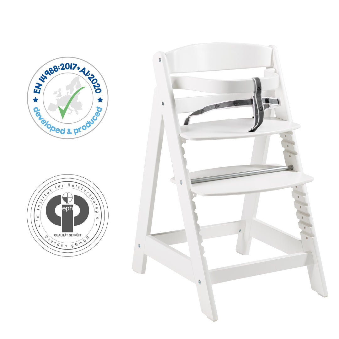 Seggiolone 'Sit Up Click', cresce con il tuo bambino, innovativa chiusura a scatto, legno, bianco