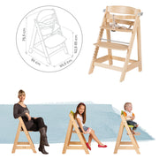 'Sit Up Click & Fun' high chair, dining board and bracket, click fastener, grows with the child, natural