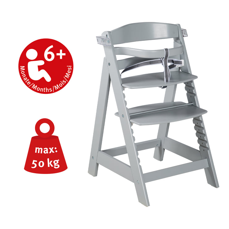 Seggiolone "Sit Up Click e Fun" incl. tavolo da pranzo e appendiabiti, chiusura a scatto, cresce con il bambino, taupe