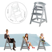 Seggiolone "Sit Up Click e Fun" incl. tavolo da pranzo e appendiabiti, chiusura a scatto, cresce con il bambino, taupe