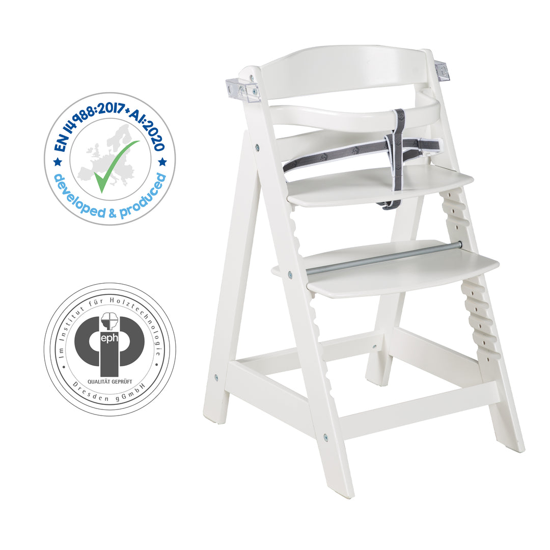 Seggiolone, tavola da pranzo e staffa 'Sit Up Click & Fun', chiusura a scatto, cresce con il bambino, bianco