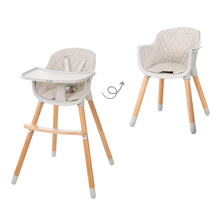 2 en 1 chaise haute et chaise d’enfant "Style Up wood" incl. rembourrage de siège en gris