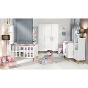 Cameretta per bambini "Mick", comprensiva di lettino 70 x 140 cm e fasciatoio, rovere bianco /oro