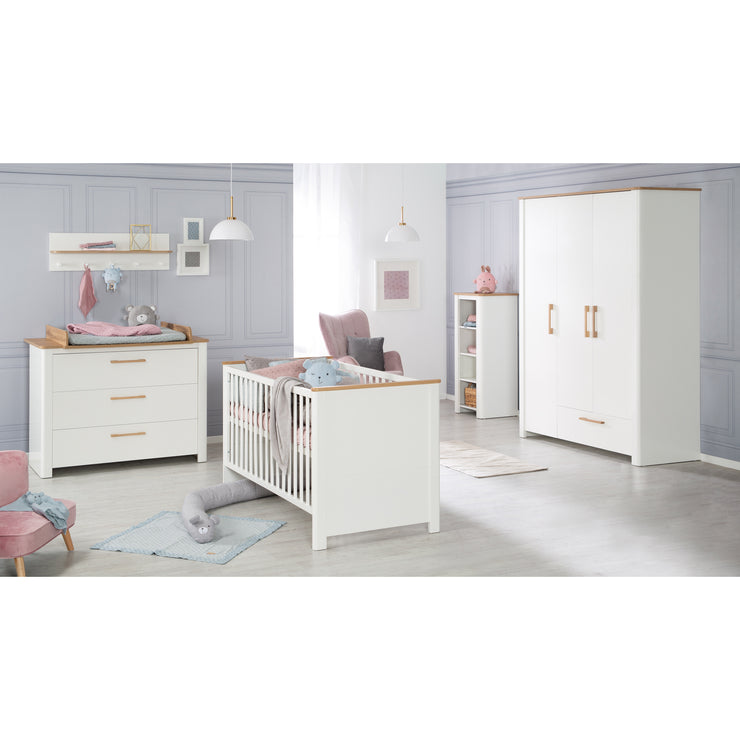 Furniture set 'Ava' 2-part, incl. Kombi children's bed 70 x 140 cm & wrapping table cabinet deep