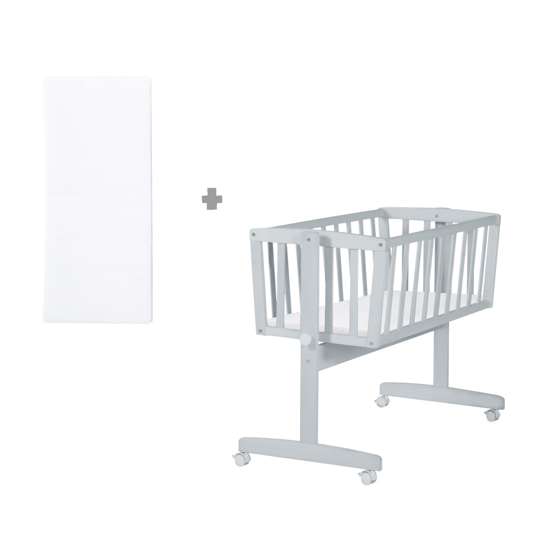 Berceau à bascule avec matelas 40 x 90 cm - Fonction berceau avec bouton de blocage - Bois taupe