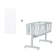 Berceau bébé + Matelas 40 x 90 cm - Avec bouton de verrouillage - Bois gris