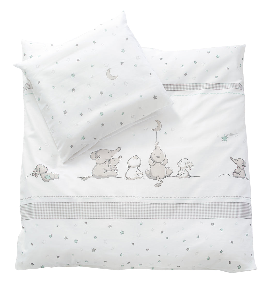 Complete Cradle Set 'Star Magic', 40 x 90 cm, Taupe, Locking Knob, Including Brake Roller Set