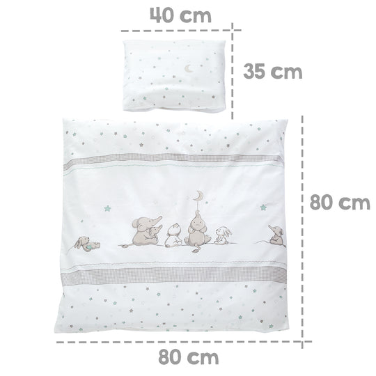 Complete Cradle Set 'Star Magic', 40 x 90 cm, Taupe, Locking Knob, Including Brake Roller Set