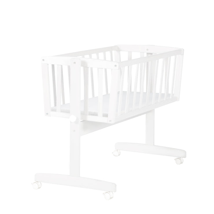 Berceau bébé + Matelas 40 x 90 cm - Avec bouton de verrouillage - Bois blanc