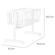 Cradla per bambini compreso il materasso 40 x 90 cm - Funzione di culla con un pulsante di bloccaggio - Bianco in legno