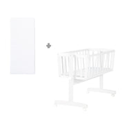 Cradla per bambini compreso il materasso 40 x 90 cm - Funzione di culla con un pulsante di bloccaggio - Bianco in legno