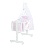 Ensemble berceau complet "Kleine Wolke rosa", 40 x 90 cm, blanc, fonction de verrouillage, incl. accessoires