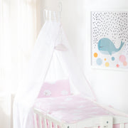 Ensemble berceau complet "Kleine Wolke rosa", 40 x 90 cm, blanc, fonction de verrouillage, incl. accessoires