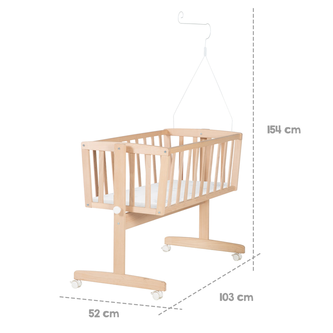 Komplettwiegenset Adam und Eule - Wiege inkl. Zubehör - Holz natur