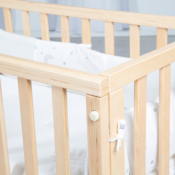 Stub Bed 'Safe Endleep®' 3 in 1, 'Star Menzauber', letto laterale, letto e banca, natura, compresi gli accessori
