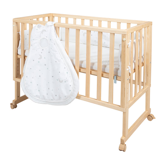 Stubenbett 'safe asleep®' 3 in 1, 'Sternenzauber', Beistellbett, Babybett & Bank, natur, inkl. Zubehör