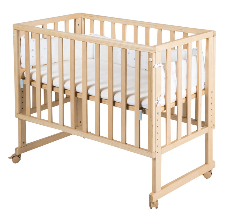 Stub Bed 'Safe Endleep®' 3 in 1, 'Star Menzauber', letto laterale, letto e banca, natura, compresi gli accessori