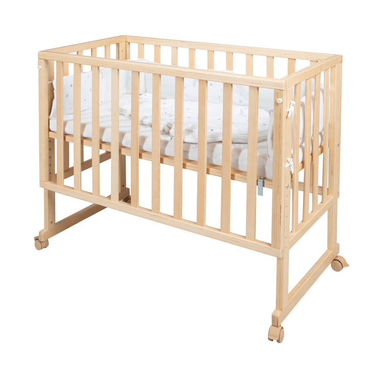 Stub Bed 'Safe Endleep®' 3 in 1, 'Star Menzauber', letto laterale, letto e banca, natura, compresi gli accessori