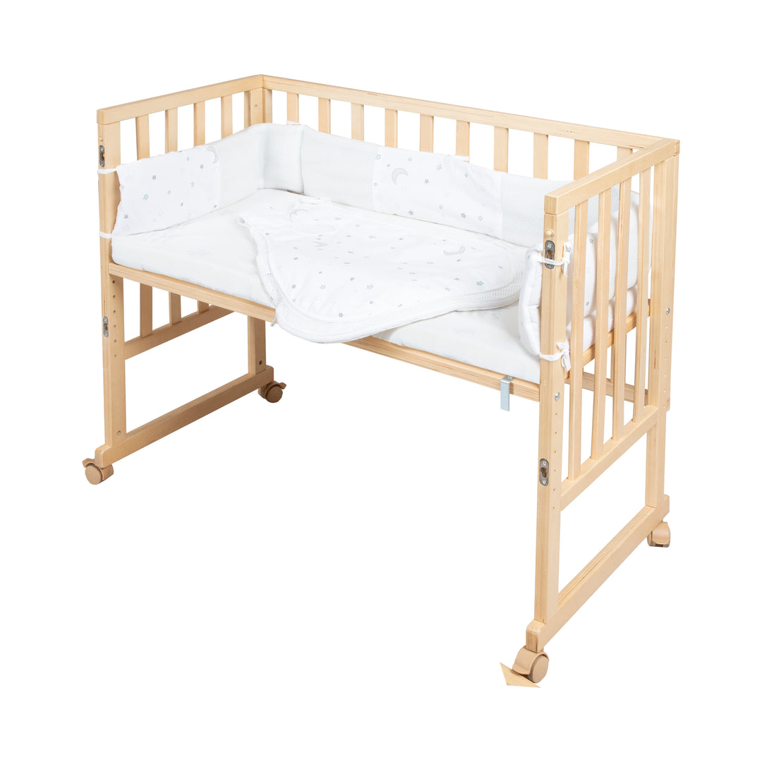 Stubenbett 'safe asleep®' 3 in 1, 'Sternenzauber', Beistellbett, Babybett & Bank, natur, inkl. Zubehör