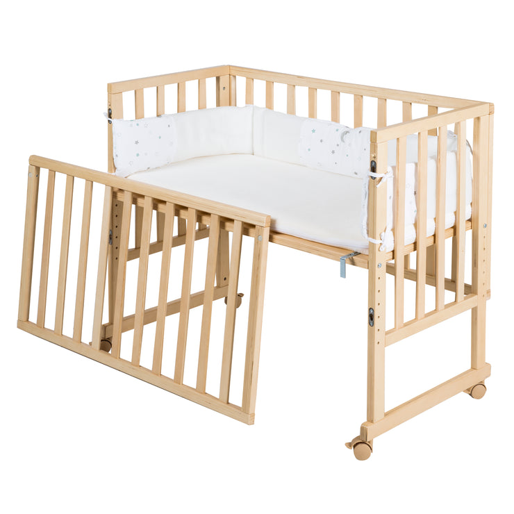 Stub Bed 'Safe Endleep®' 3 in 1, 'Star Menzauber', letto laterale, letto e banca, natura, compresi gli accessori