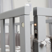 Stub bed 'Safe Asleep®' 3 in 1, 'Little Stars', side bed gray, baby bed & bench, with accessories