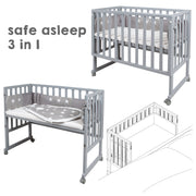 Berceau cododo "safe asleep®" 3 en 1, lit cododo "Little Stars" gris, lit et banc, incl. équipement