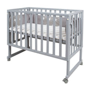 Stub bed 'Safe Asleep®' 3 in 1, 'Little Stars', side bed gray, baby bed & bench, with accessories