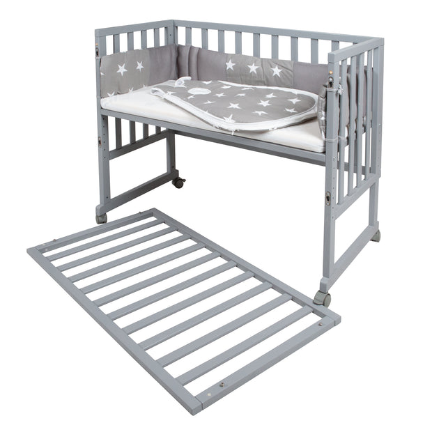 Stubenbett 'safe asleep®' 3 in 1,  'Little Stars', Beistellbett grau, Babybett & Bank, mit Zubehör