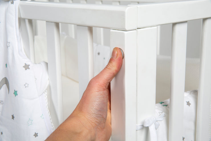 Stubenbett 'safe asleep®' 3 in 1, 'Sternenzauber', Beistellbett weiß, Babybett & Bank, inkl. Zubehör