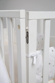 Bedside Crib 'safe asleep®' 3 in 1, 'Sternenzauber', co-sleeper, cot & bench, incl. accessories